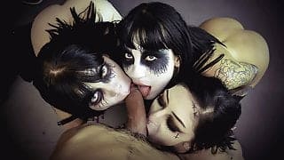 BFFS – Intense Halloween Orgy With 3 Tattooed Teens
