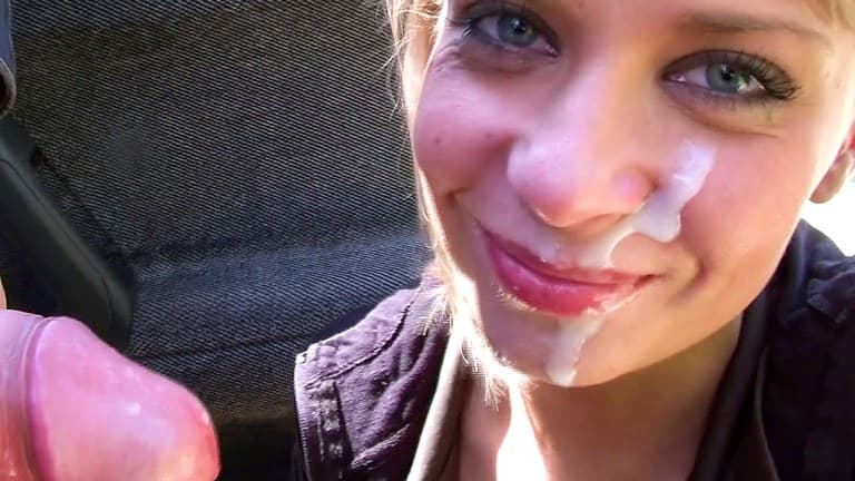 Seducing chick was picked up on the road to do crazy deep throat on man
